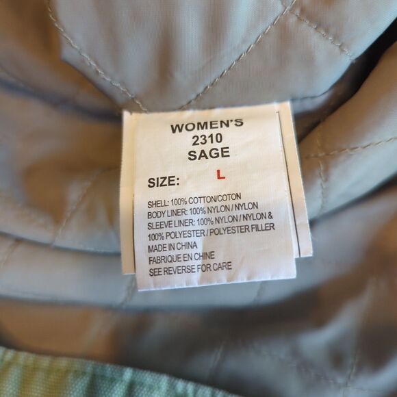 Woolrich Barn Chore Jacket Coat Womens Large Sage Green Canvas Quilted - Picture 6 of 7